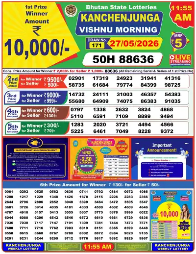 Bhutan Kanchanjunga Morning Result 27 May 2026 - Mobile