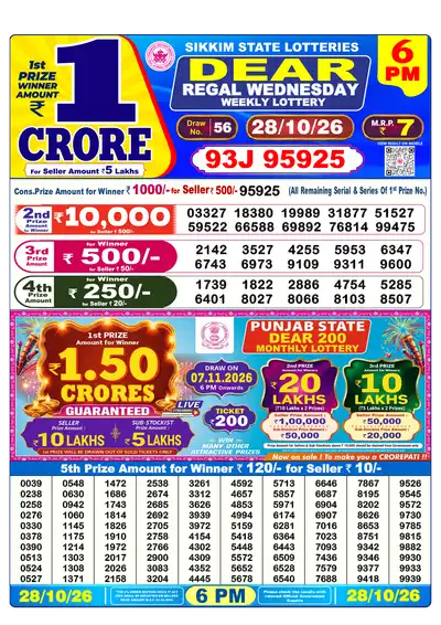 Dear Lottery 6:00 PM Result 28 Oct 2026