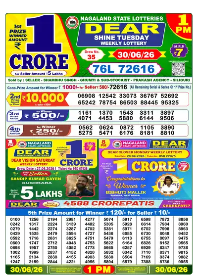 Dhankesari Lottery 1:00 PM Result 30 Jun 2026