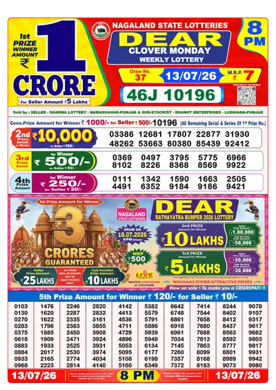 Dhankesari Lottery 8:00 PM Result 13 Jul 2026