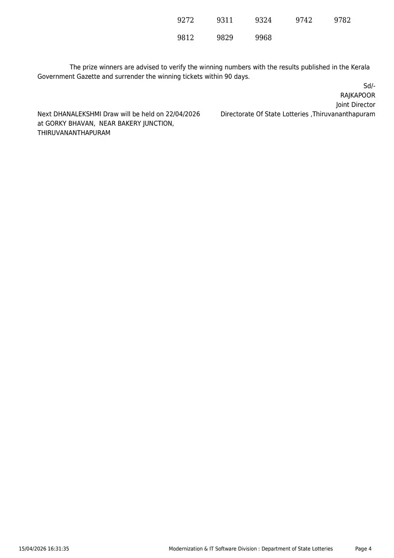 Kerala State Lottery Result 15 April 2026 Page 4