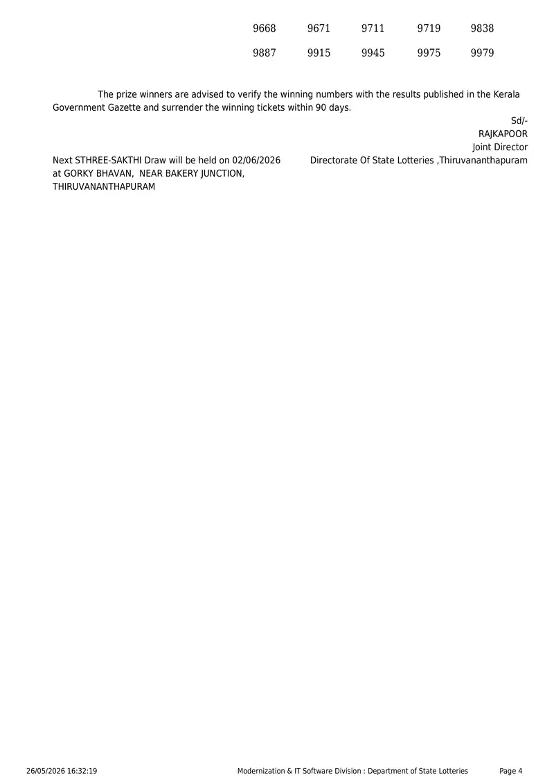 Kerala State Lottery Result 26 May 2026 Page 4