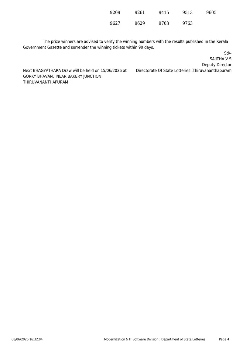 Kerala State Lottery Result 08 June 2026 Page 4