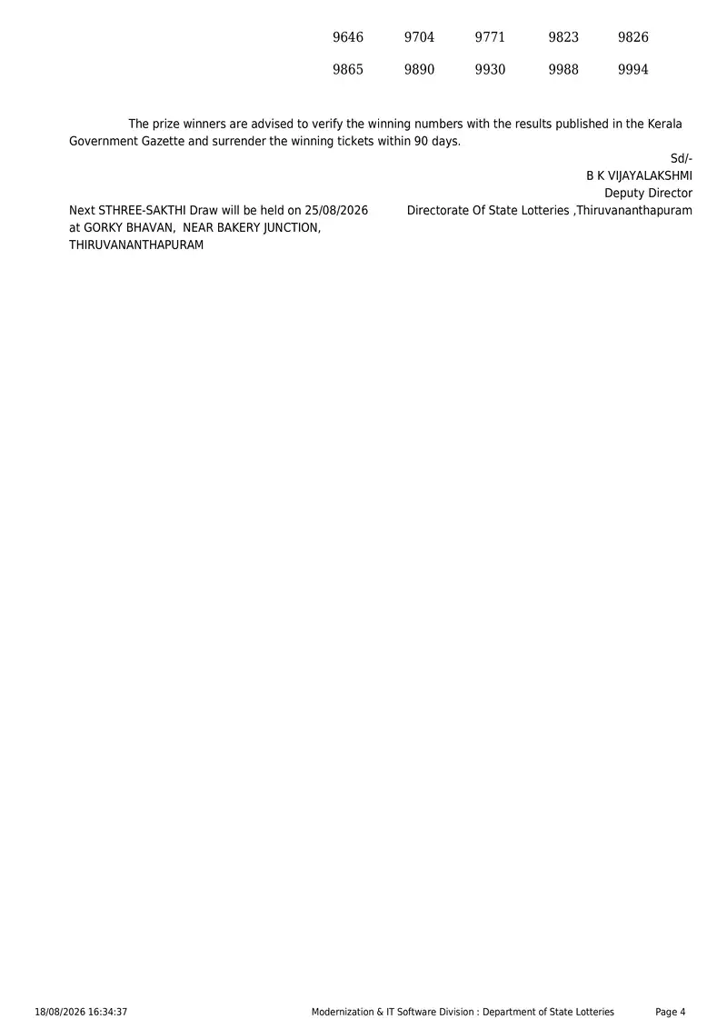 Kerala State Lottery Result 18 August 2026 Page 4