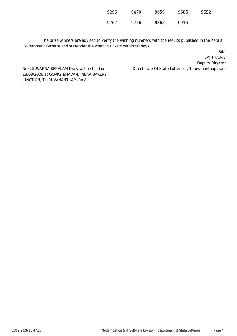 Kerala State Lottery Result 11 September 2026 Page 4