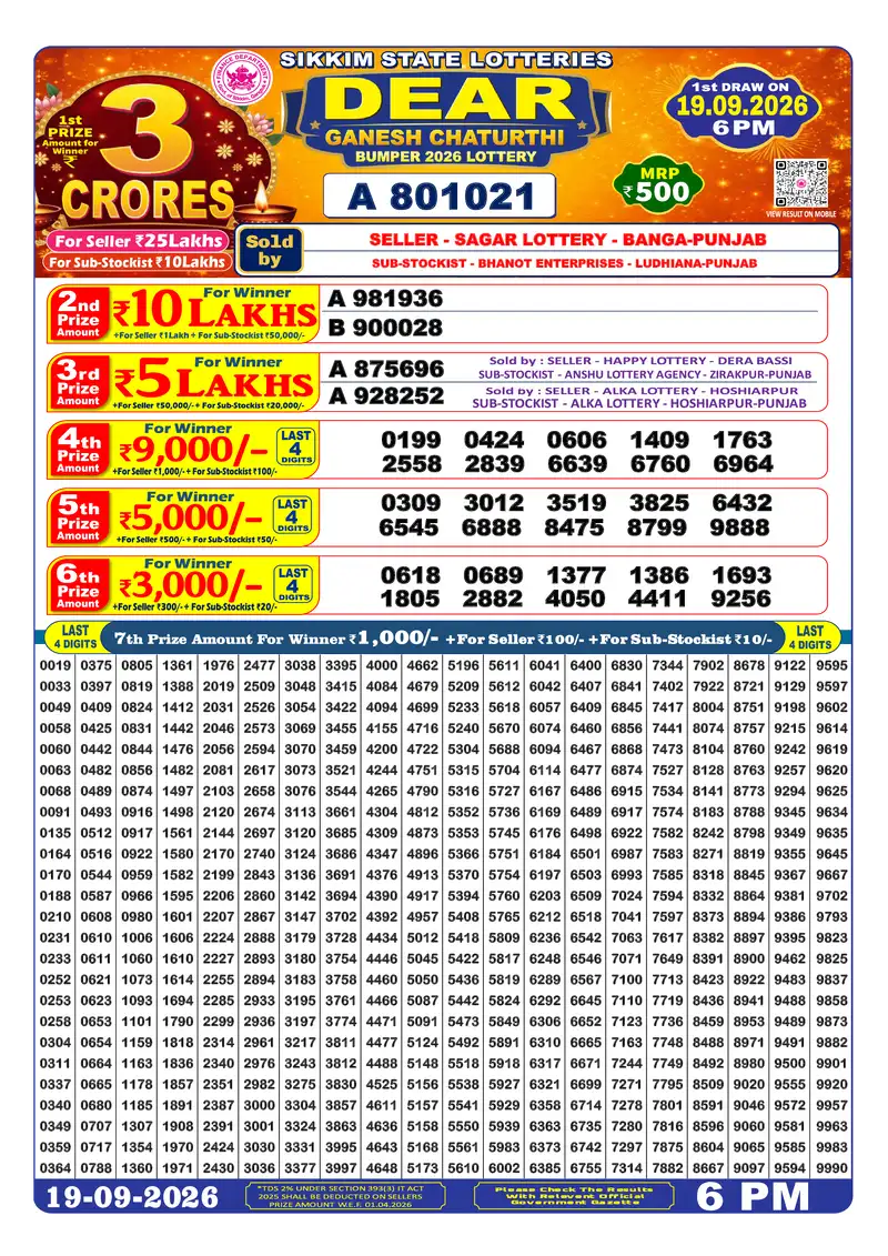 Dear Gh Special Draw Result 19 September 2026