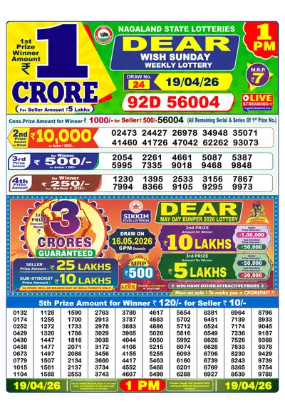Lottery Sambad 1PM Result 19 April 2026 - Mobile