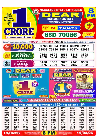 Lottery Sambad 8PM Result 19 April 2026 - Mobile