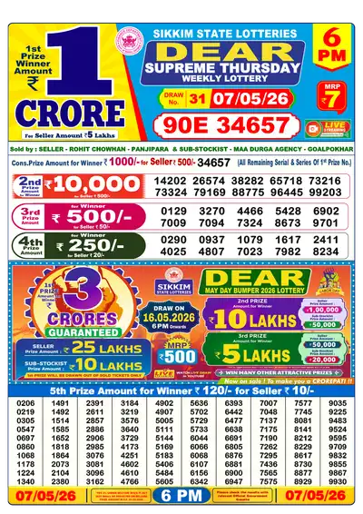 Lottery Sambad 6PM Result 07 May 2026 - Mobile