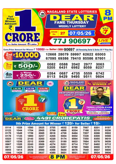 Lottery Sambad 8PM Result 07 May 2026 - Mobile