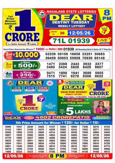Lottery Sambad 8PM Result 12 May 2026 - Mobile