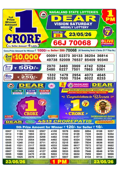 Lottery Sambad 1PM Result 23 May 2026 - Mobile