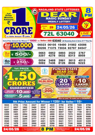 Lottery Sambad 8PM Result 24 May 2026 - Mobile