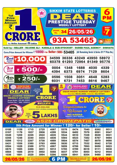 Lottery Sambad 6PM Result 26 May 2026 - Mobile