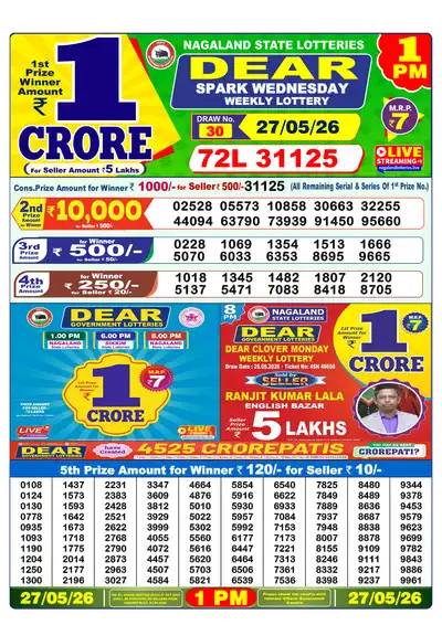 Lottery Sambad 1PM Result 27 May 2026 - Mobile