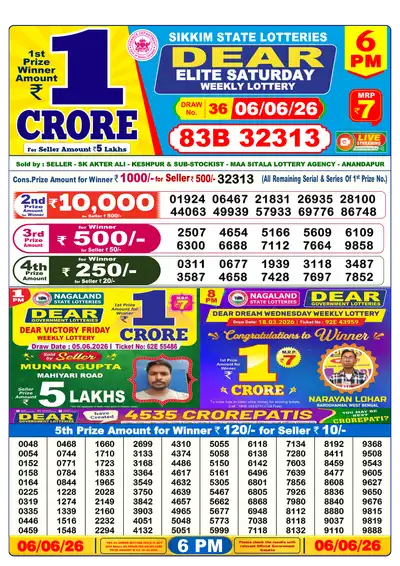 Lottery Sambad 6PM Result 06 June 2026 - Mobile