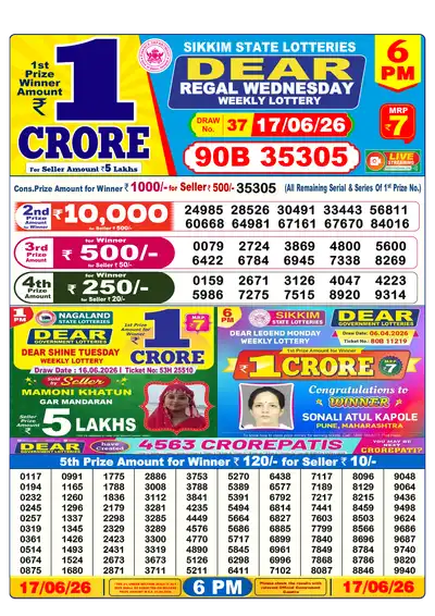 Lottery Sambad 6PM Result 17 June 2026 - Mobile