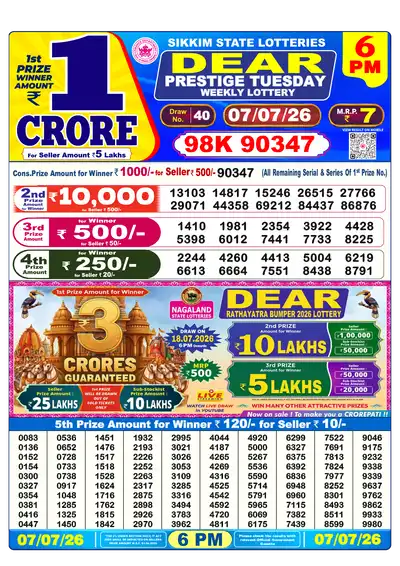 Lottery Sambad 6PM Result 07 July 2026 - Mobile