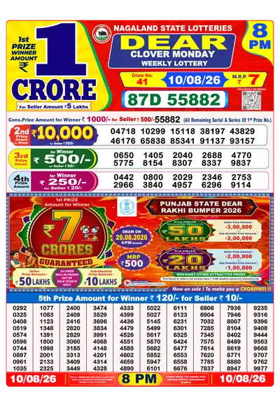 Lottery Sambad 8PM Result 10 August 2026 - Mobile