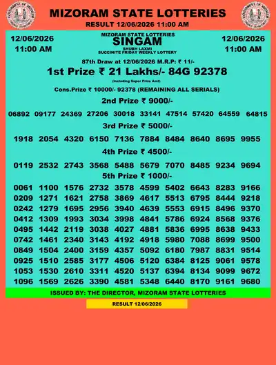Singam Succinite Shubh Laxmi 12 June 2026