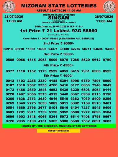 Singam Emerald Shubh Laxmi 28 July 2026