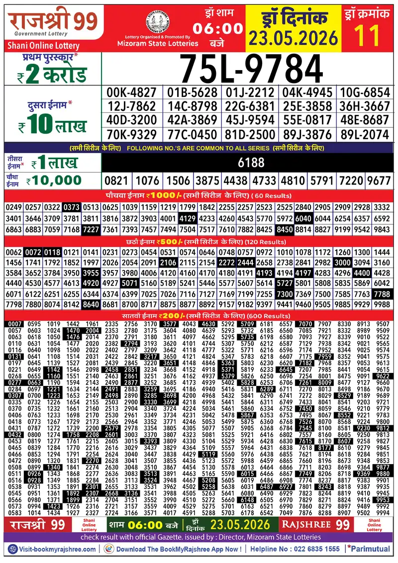Rajshree 99 Result 23 May 2026
