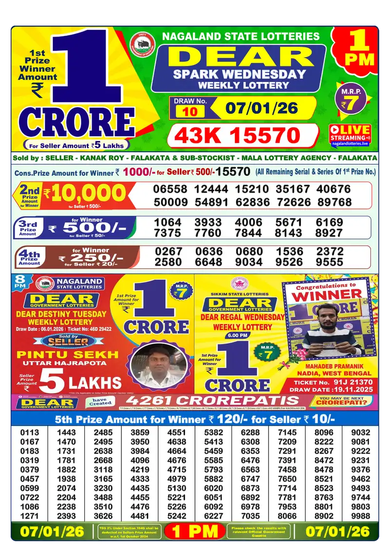 1PM Result January 7, 2026